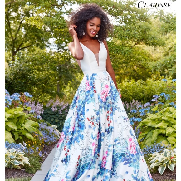 Clarisse Size 6 Long Flower Prom Dress - Picture 1 of 7